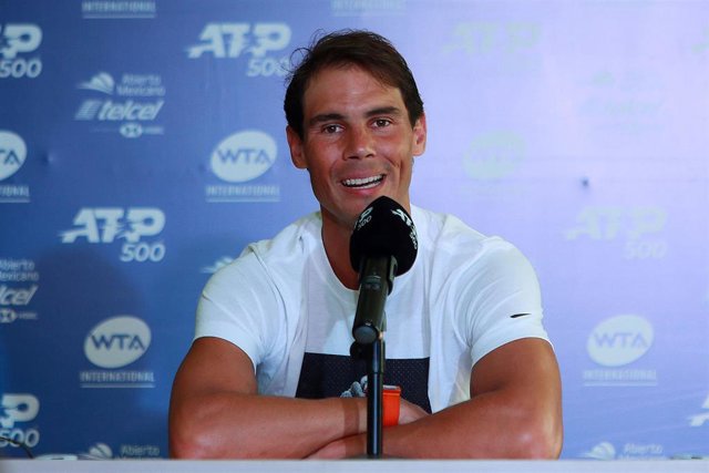 Rafa Nadal en una rueda de prensa durante el torneo de Acapulco