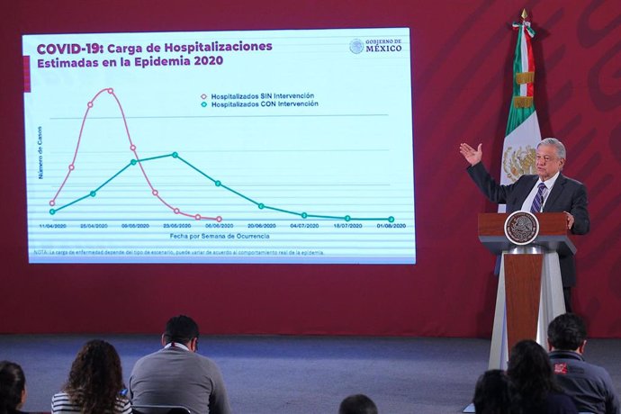 El presidente de México, Andrés Manuel López Obrador, durante una conferencia de prensa para informar acerca de la situación del coronavirus en el país.