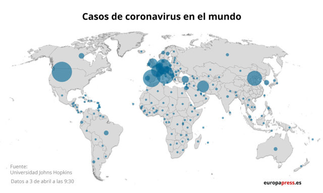 Mapa del coronavirus en el mundo