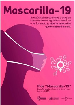 Cartel elaborado por el Colegio de Farmacéuticos de la Región de Murcia para ayudar a posibles víctimas de agresión sexual y malos tratos