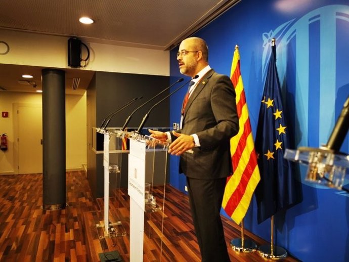 El conseller de Interior de la Generalitat, Miquel Buch, en rueda de prensa el 30 de marzo de 2020.