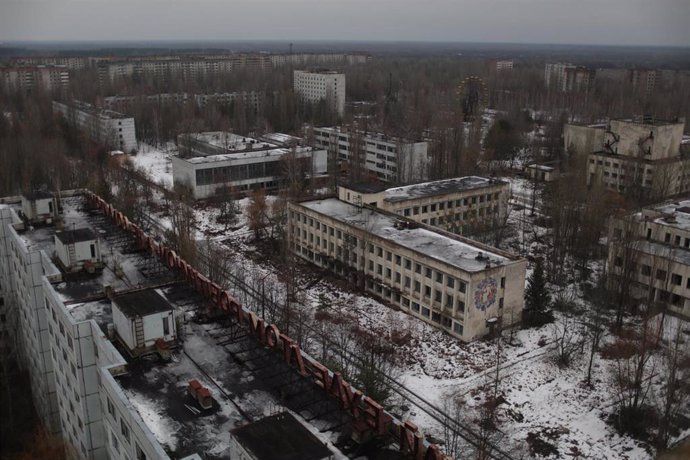 Edificios abandonados en Pripiat, cerca de Chernóbil, Ucrania