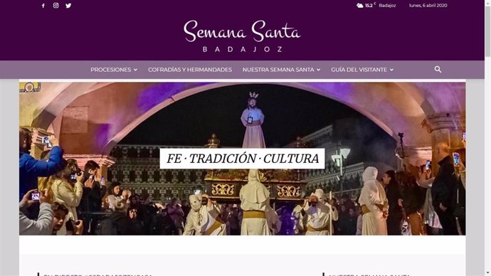 Pagina web de la Semana Santa de Badajoz