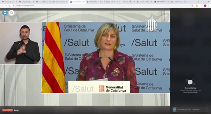 La consellera de Salud de la Generalitat, Alba Vergés, en rueda de prensa telemática sobre el coronavirus el 6 de abril de 2020