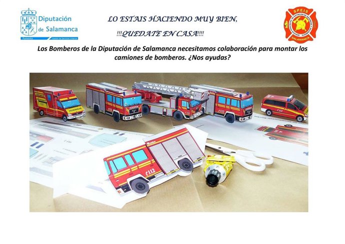 Recortables de los camiones de bomberos para niños.