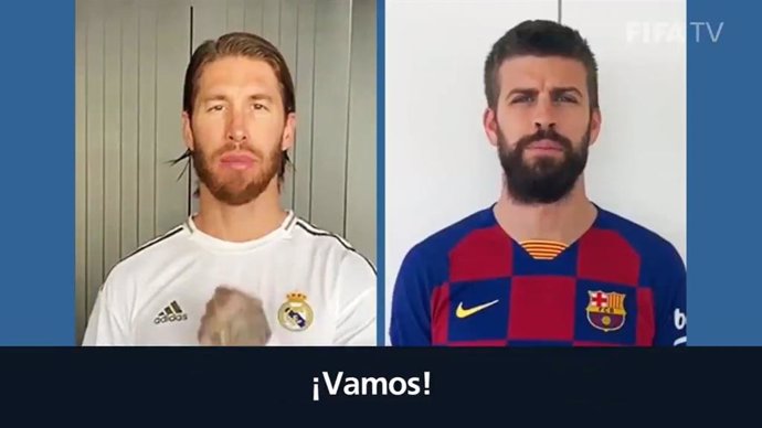 Fútbol.- Sergio Ramos y Gerard Piqué animan a seguir practicando deporte en casa
