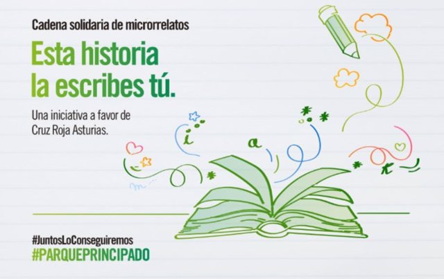Cartel anunciador de la cadena de microrrelatos solidarios puesta en marcha por Parque Principado.