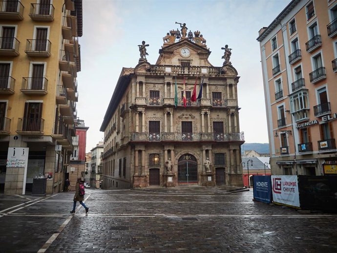 Calles de Pamplona totalmente vacías durante la tercera semana de cuarentena y confinamiento total decretado en España como consecuencia del coronavirus, en Pamplona, Navarra, (España), a 2 de abril de 2020.