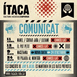 Coronavirus.- El Festival Ítaca pide a sus fans mantener sus entradas hasta que se reprograme