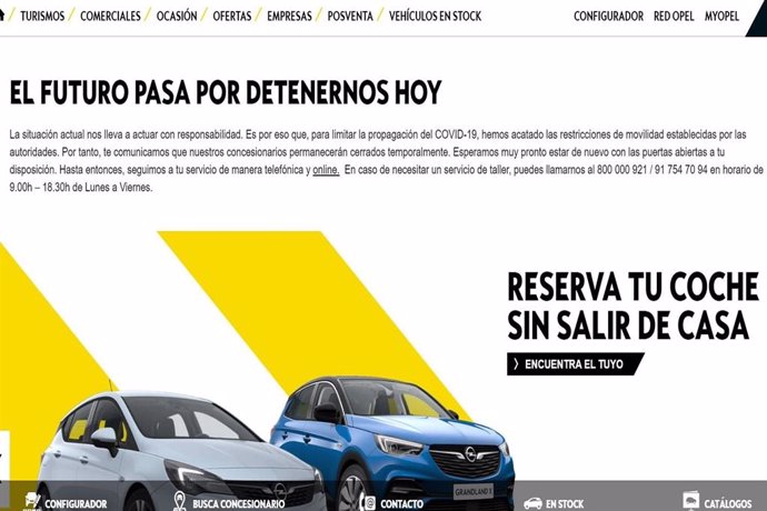 Captura de la web de Opel.