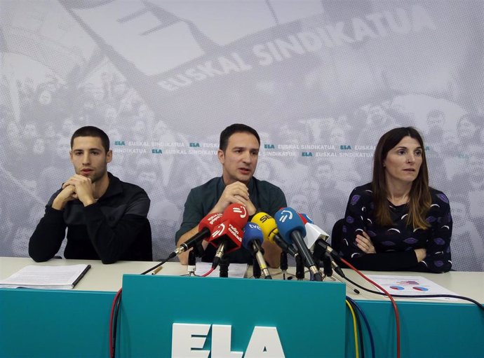 Rueda de prensa del secretario general de ELA, Mitxel Lakuntza.