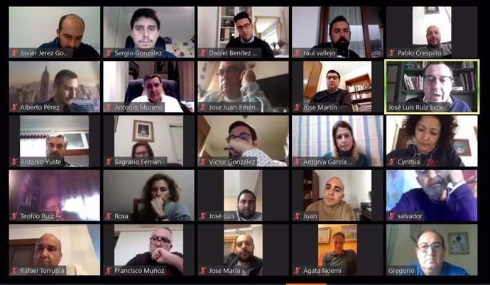 Videoconferencia del secretario general del PSOE de Málaga con alcaldes y representantes socialistas de la Axarquía