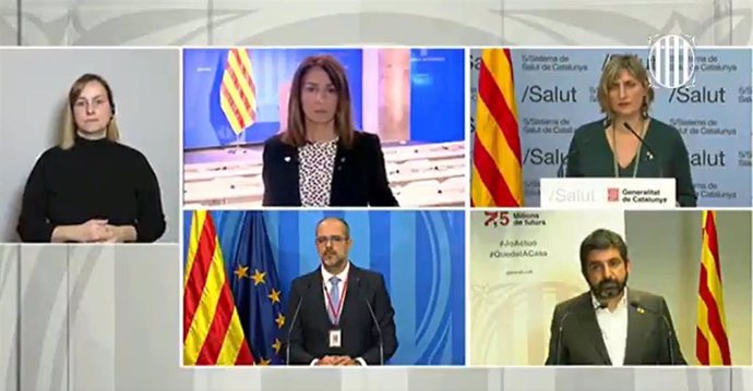 Rueda de prensa telemática de la Generalitat sobre coronavirus, con los consellers Meritxell Budó, Alba Vergés, Miquel Buch y Chakir el Homrani
