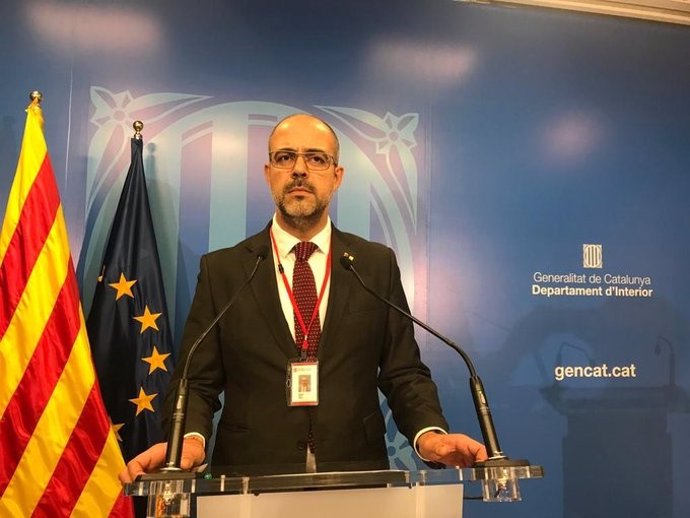 El conseller de Interior de la Generalitat, Miquel Buch, en rueda de prensa el 8 de abril de 2020.