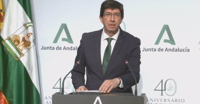 El vicepresidente de la Junta, Juan Marín, en rueda de prensa posterior al Consejo de Gobierno.