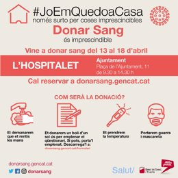 Cartel informativo de la campaña de donación de sangre en L'Hospitalet de Llobregat