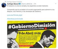 Abascal difunde una manifestación 'online' contra Sánchez: "No dice la verdad y los españoles se están hartando"