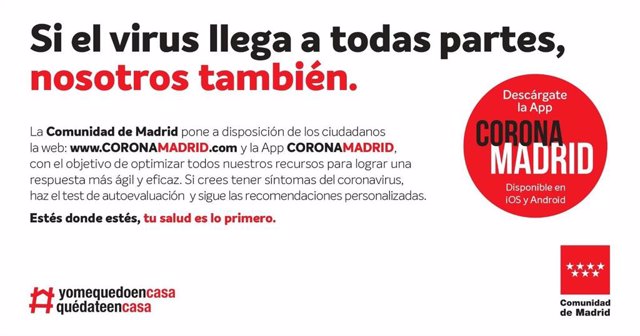 Imagen informativa sobre la nueva app de la Comunidad de Madrid sobre el coronavirus.