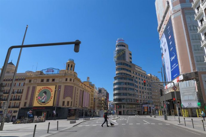 La Gran Vía de Madrid vacía