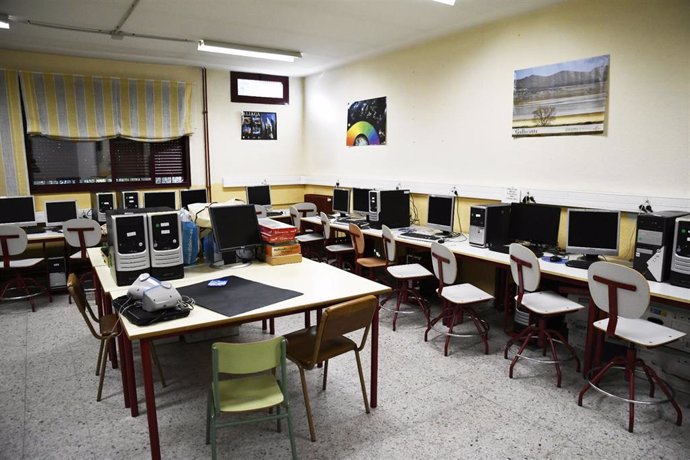 Aula de informática de un colegio público de Madrid.