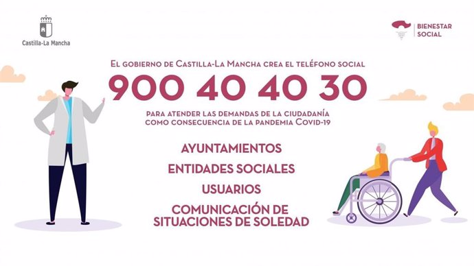 Castilla-La Mancha habilita el Teléfono Social para atender consultas relacionadas con el virus