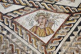 Mosaico que se puede ver en la villa romana de La Tejada, en Palencia.