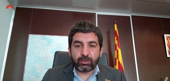 El conseller Chakir El Homrani en comissió parlamentria via telemtica.