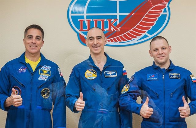 Chris Cassidy, Anatoly Ivanishin e Ivan Vagner, tripulantes de la Expedición 63 a la Estación  Espacial.