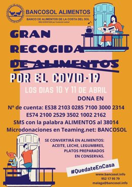 Cartel de la gran recogida de alimentos de Bancosol por el coronavirus
