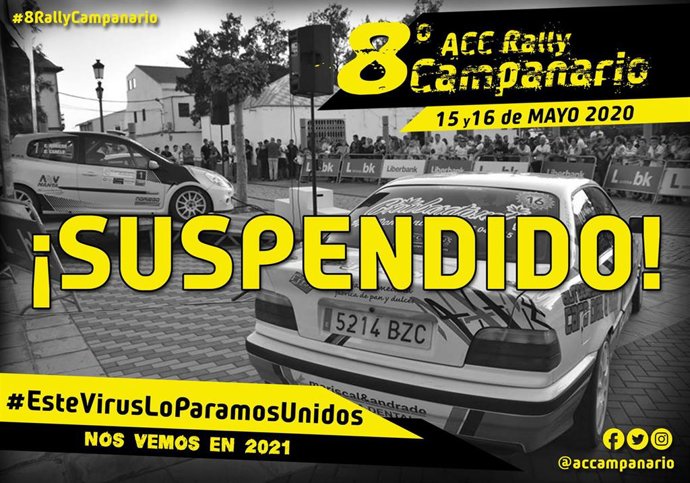 Cartel de la suspensión del VIII Rally Campanario Interprovincial