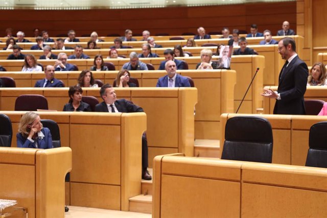El portavoz del PP en el Senado, Javier Maroto, interviene en la primera sesión plenaria de la  XIII Legislatura en el Senado, en Madrid (España), a 10 de septiembre de 2019.