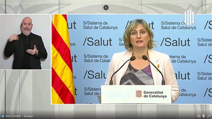 La consellera de Salud de la Generalitat, Alba Vergés, en rueda de prensa telemática sobre el coronavirus el 10/4/2020