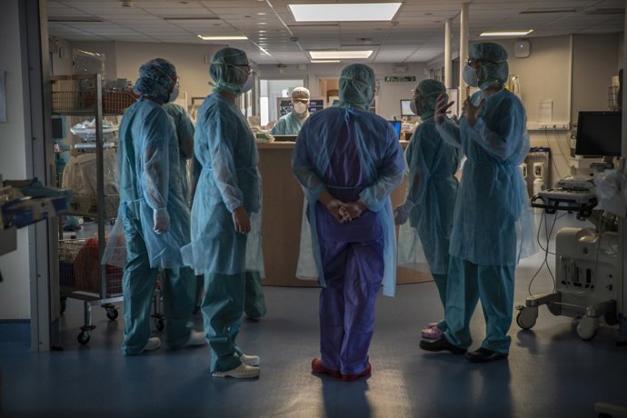 Trabajadores sanitarios en Francia