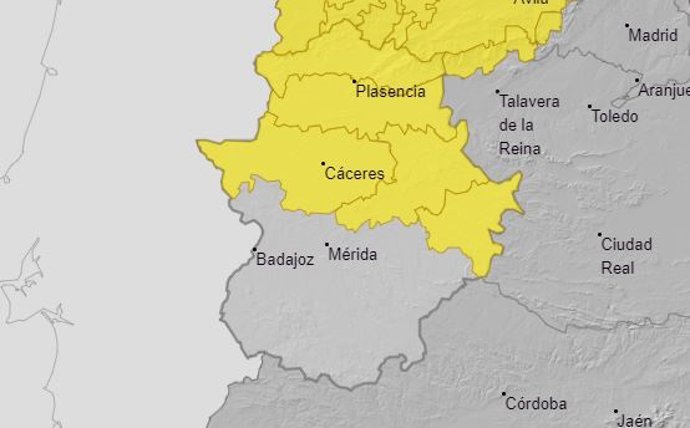 Avisos en Extremadura por lluvias y tormentas