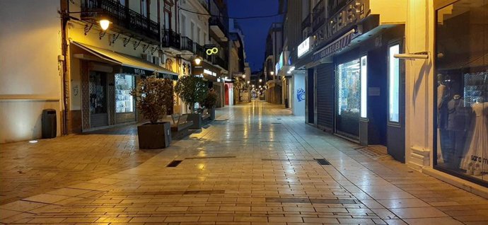 Calles vacías en Huelva durante el estado de alarma por la pandemia del coronavirus