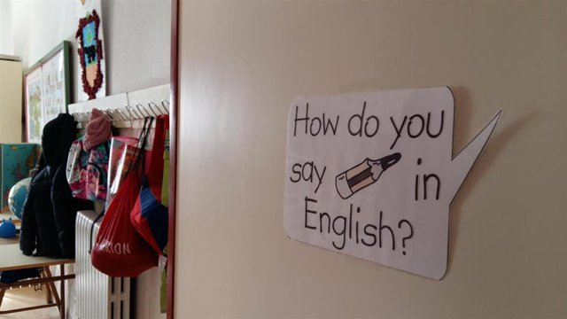 Aula de inglés en un colegio de Aragón.