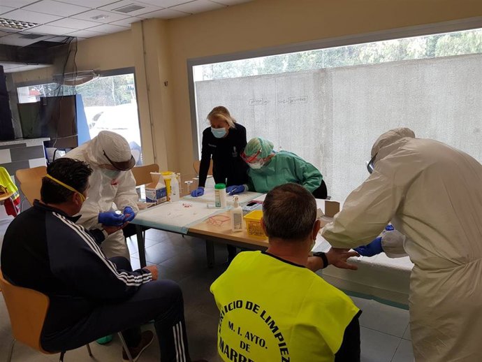 Realización de test rápidos contra el COVID-19 a trabajadores del Ayuntamiento de Marbella de servicios esenciales