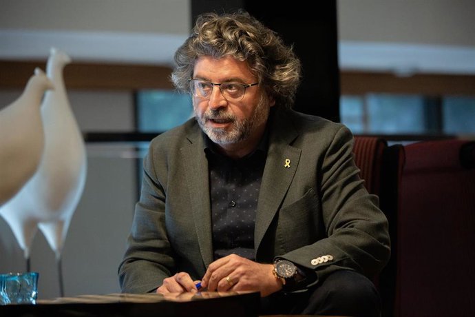 El portavoz de Demcrates de Catalunya, Antoni Castell, durante su entrevista con Europa Press.