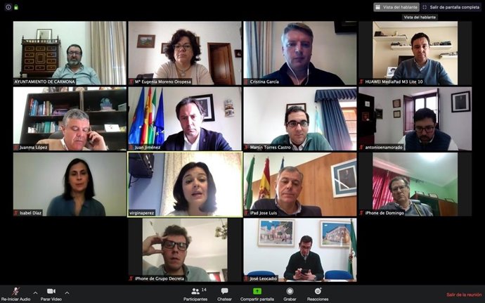 Reunión por videoconferencia del Consejo de Alcaldes del PP de Sevilla.