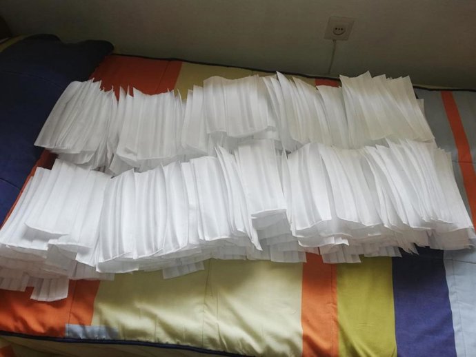 Mascarillas realiazadas por la red de ayuda en Campanillas