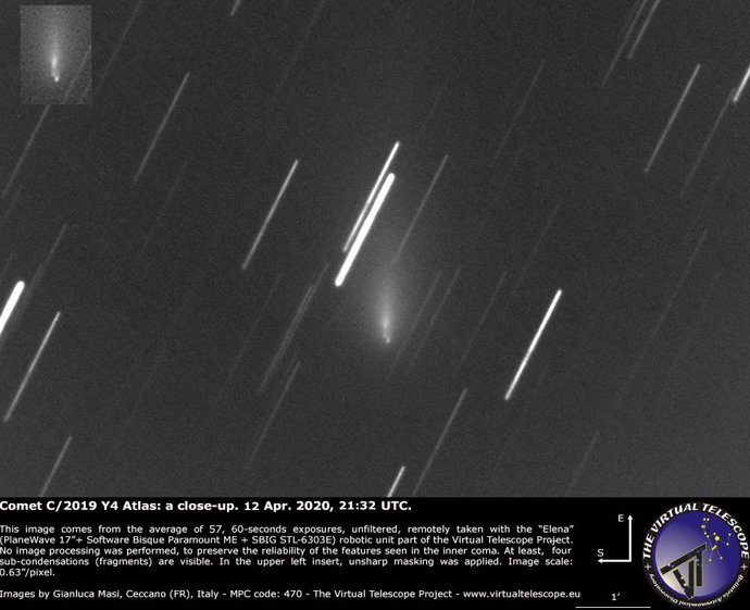 El cometa ATLAS se rompe en pedazos