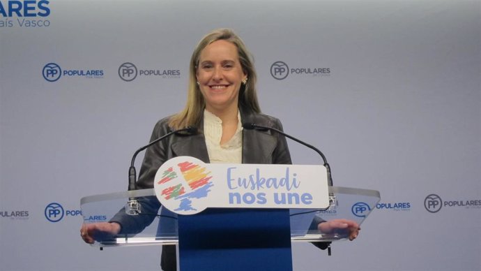 La secretaria general del PP vasco, Amaya Fernández, en rueda de prensa en Bilbao