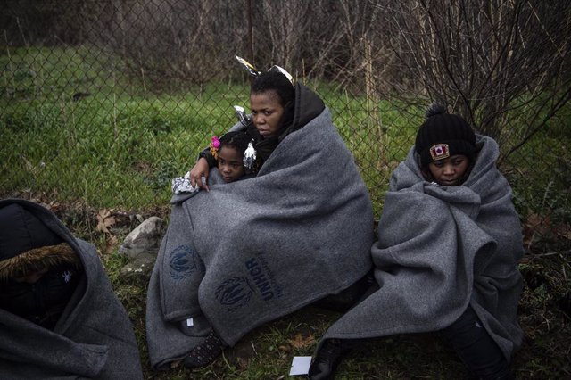Migrantes africanos en la isla griega de Lesbos