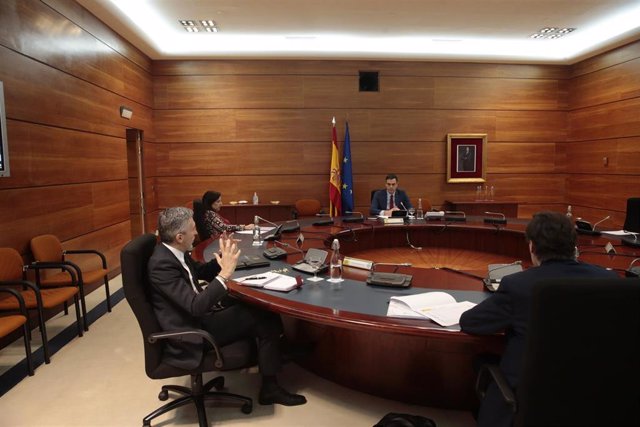 Reunión del Consejo de Ministros en el Palacio de la Moncloa para analizar los posibles Pactos de la Moncloa que se podrían hacer efectivos en las próximas semanas, en Madrid (España) a 14 de abril de 2020.