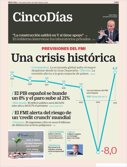 Las portadas de los periódicos económicos de hoy, miércoles 15 de abril