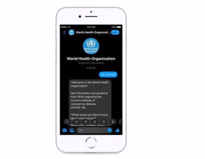 Facebook Messenger lanza un 'bot' de la OMS para informar y evitar bulos sobre e