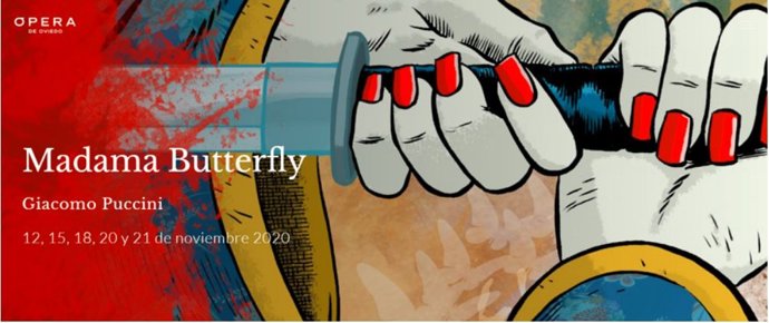 Cartel de la ópera 'Madama Butterfly' en Oviedo.