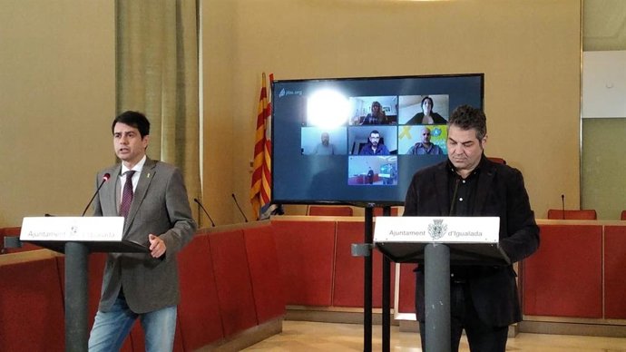 El alcalde de Igualada, Marc Castells, y el presidente de la Unió Empresarial de l'Anoia, Joan Domnech