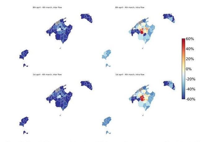 Mapa de diferencias relativas de movilidad.