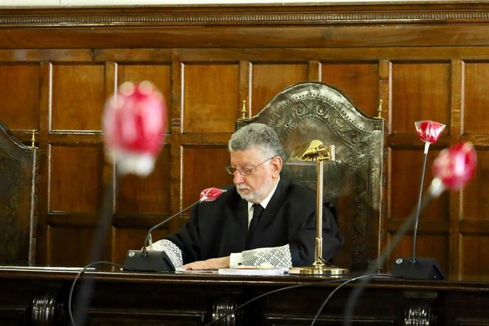 El presidente de la Sala Civil y Penal del Tribunal Superior de Justicia de Aragón, Fernando Zubiri, durante la vista oral por los recursos presentados en el caso denominado "crimen de Delicias". 